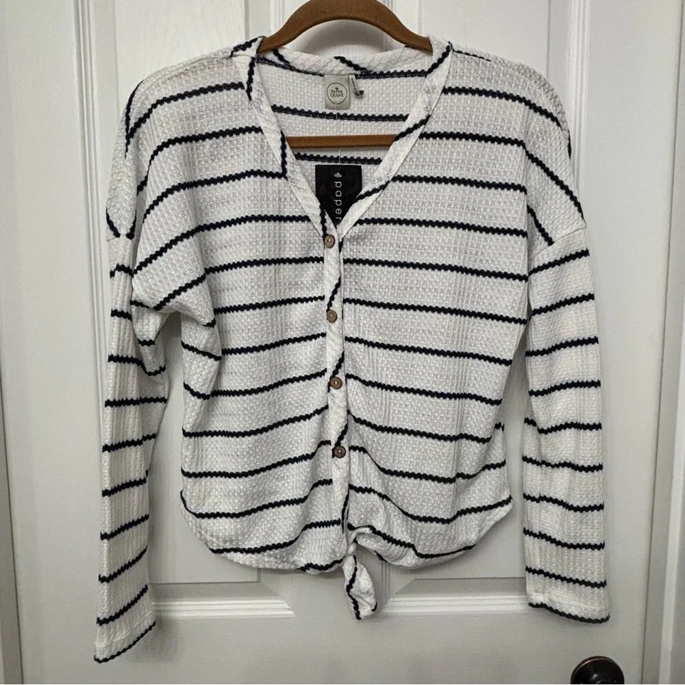 Striped Twist-Front Cardigan | Paper Crane S - Picture 3 of 9